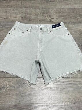 Abercrombie & Fitch Curve Love The Loose Short High Rise‎ Grey Denim Shorts W30